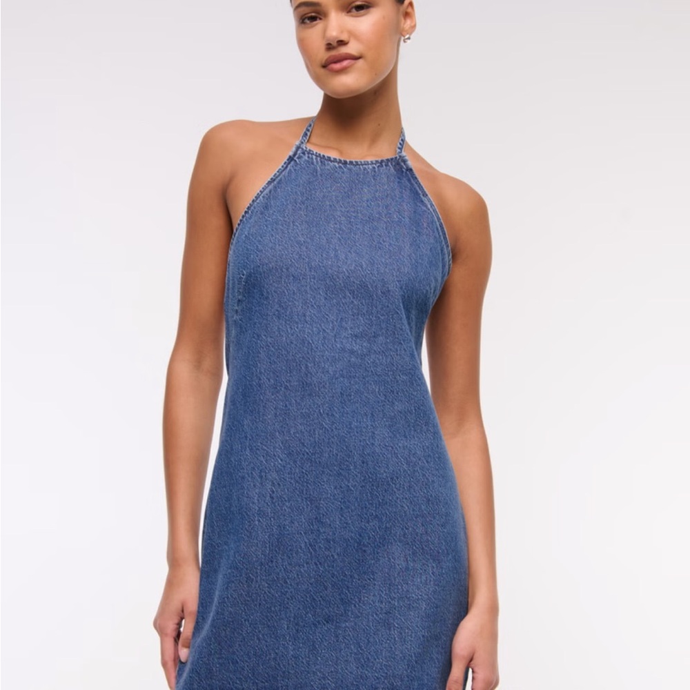 NWT Abercrombie & Fitch open back Denim Halter Dress